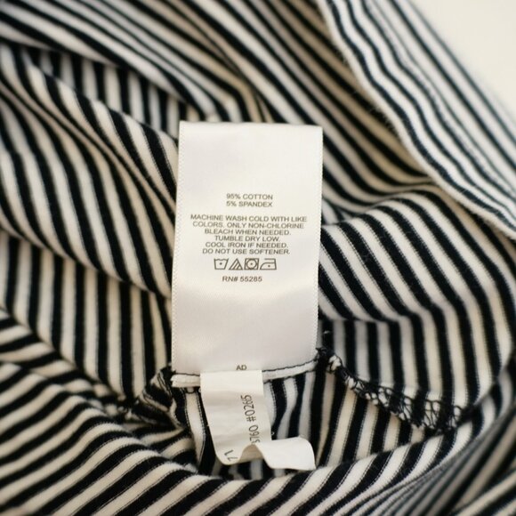 DAMAGED Express Collared Black White Striped Short Sleeve  Polo Shirt XL‎ Cotton - Picture 9 of 9